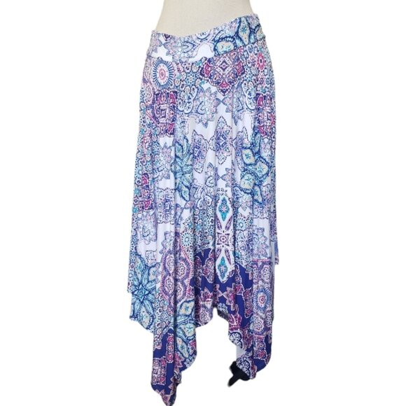 CT175 Chico's Asymmetrical Kaleidoscope Midi Skirt Petite 4P - Picture 1 of 4